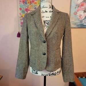 Banana Republic Women's Brown Tweed 2-Button Blazer With Front Pockets, 6, EUC